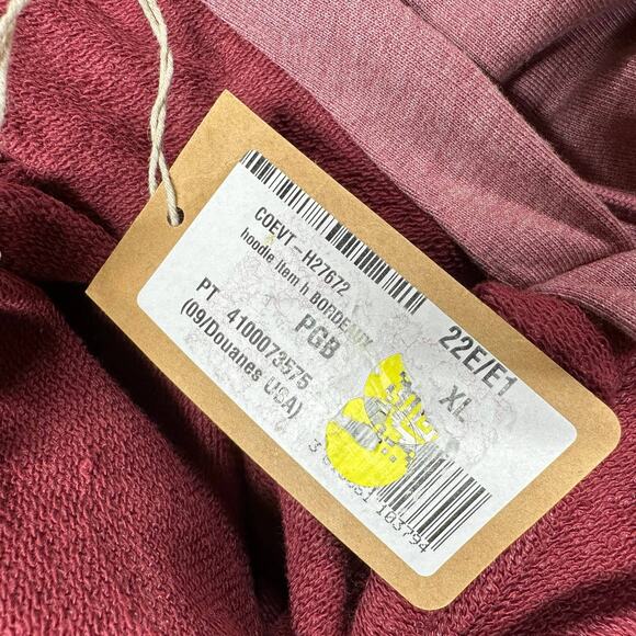 A.P.C. NWT Red Item Hoodie Men's Size XL in Bordeaux Chest Logo Drawstring Hood - Picture 5 of 9